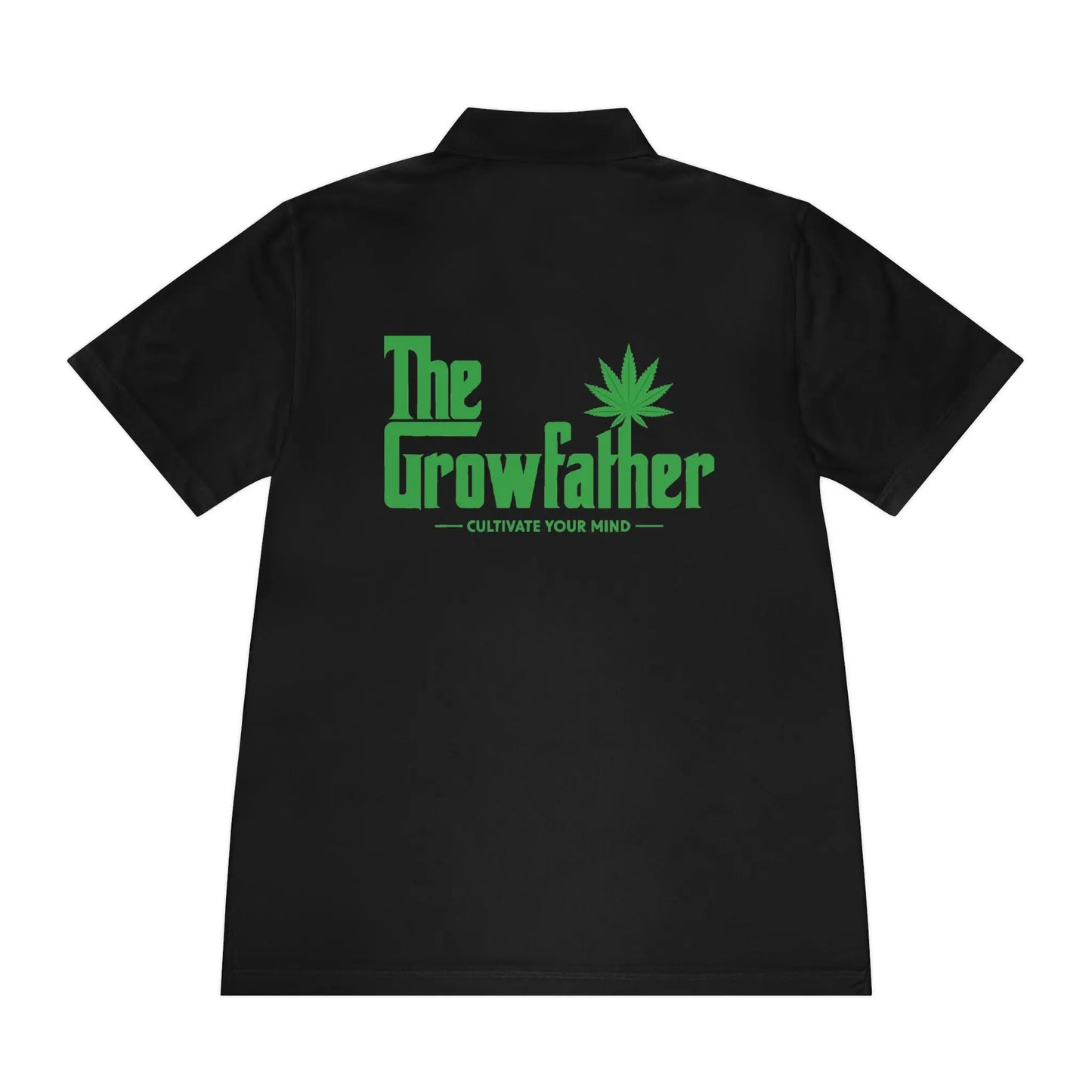 Growfather Botanical Polo Black (Front & Back Print) Printify