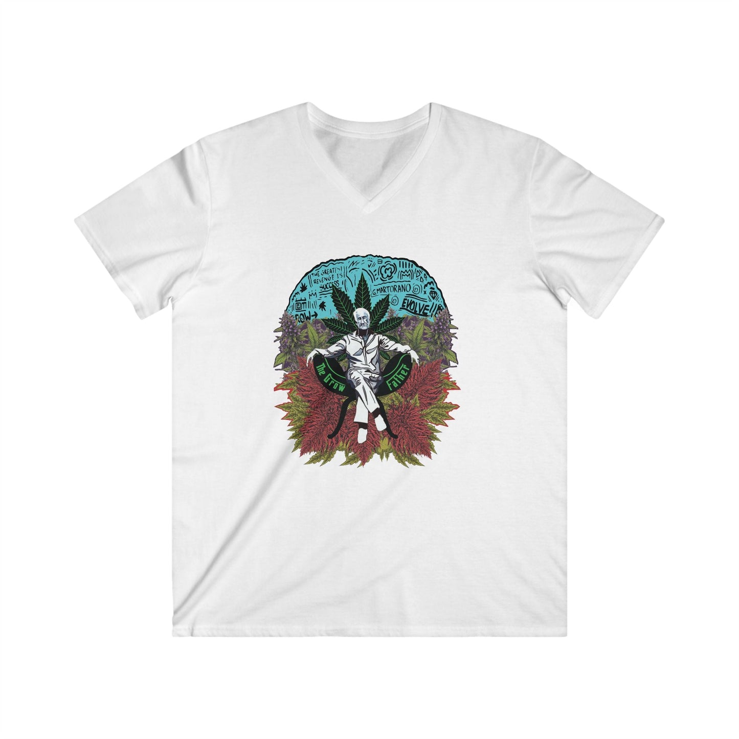 Growfather Vintage T Shirt V Neck (Front) Printify