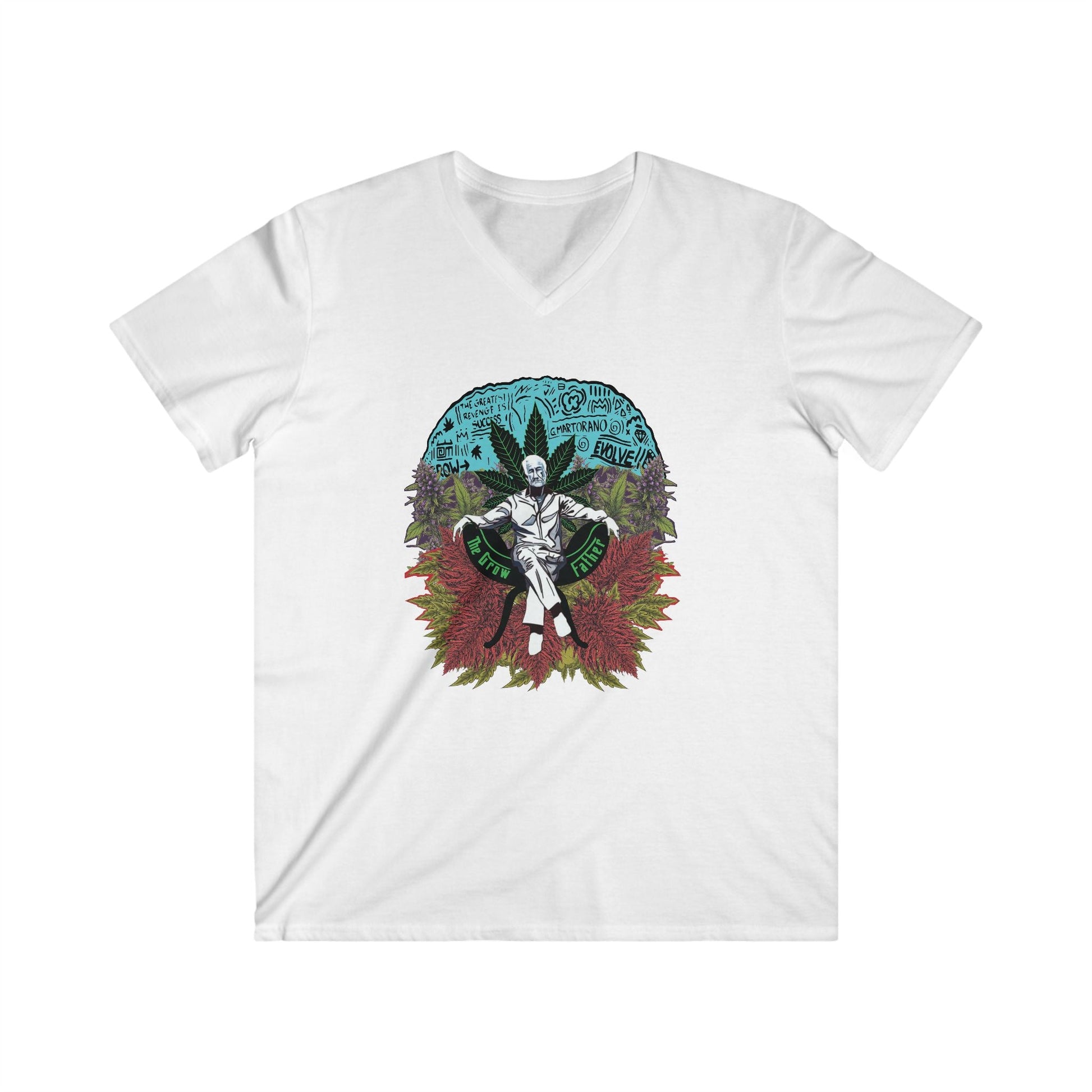 Growfather Vintage T Shirt V Neck (Front) Printify