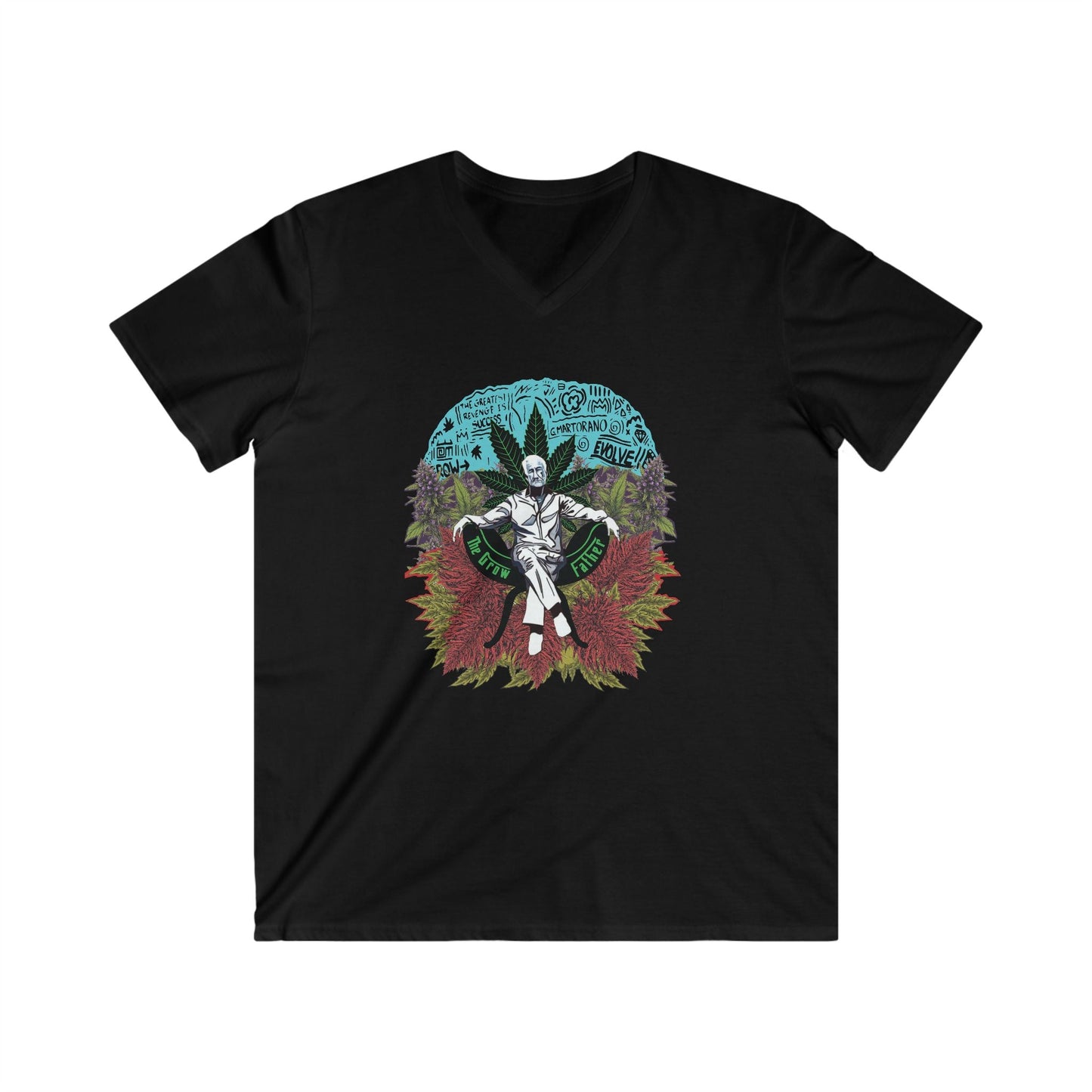 Growfather Vintage T Shirt V Neck (Front) Printify
