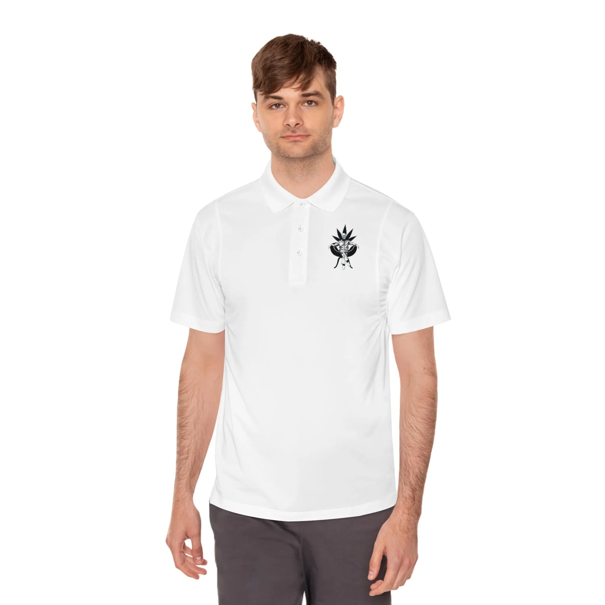 Growfather Botanical Polo White (Front Print) Printify