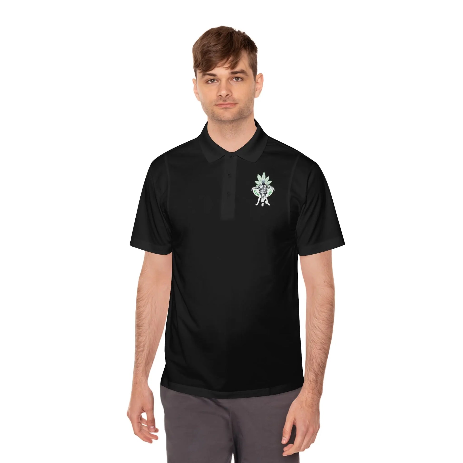 Growfather Botanical Polo Black (Front & Back Print) Printify