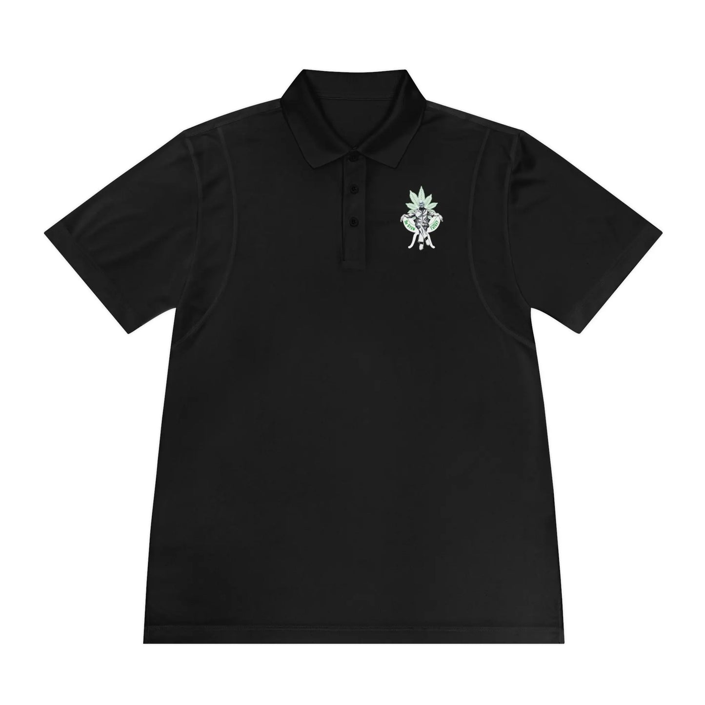 Growfather Botanical Polo Black (Front & Back Print) Printify
